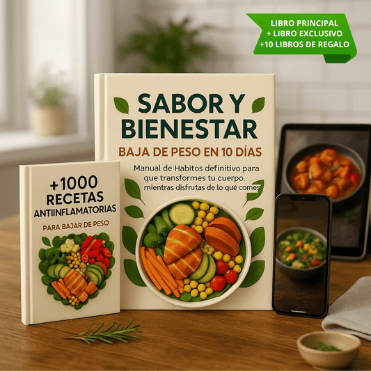 SABOR Y BIENESTAR - GUIA PARA BAJAR DE PESO +1000 RECETAS ANTIINFLAMATORIAS +10 REGALOS